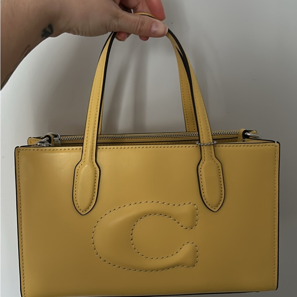 Coach Yellow Leather Satchel with Signature 'C'